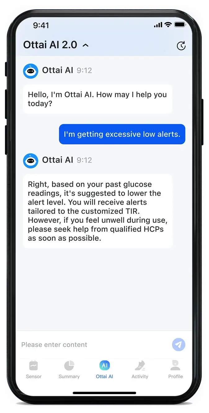 Ottai AI providing glucose insights