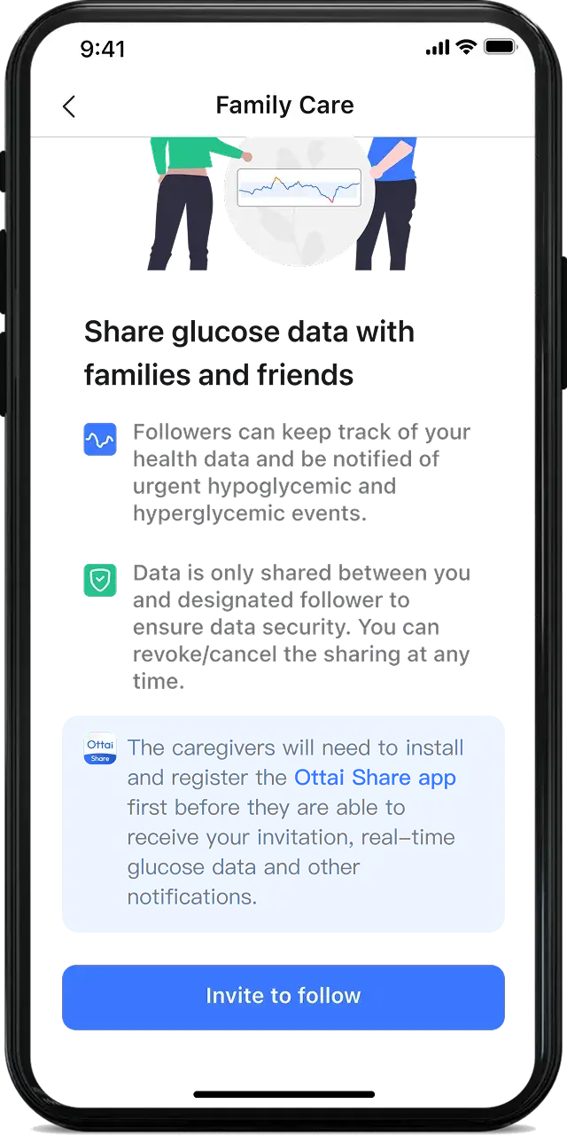 Ottai app showing sharing feature